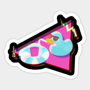 Retro Rubber Duck | 80s Vaporwave | 3d Glasses Sticker